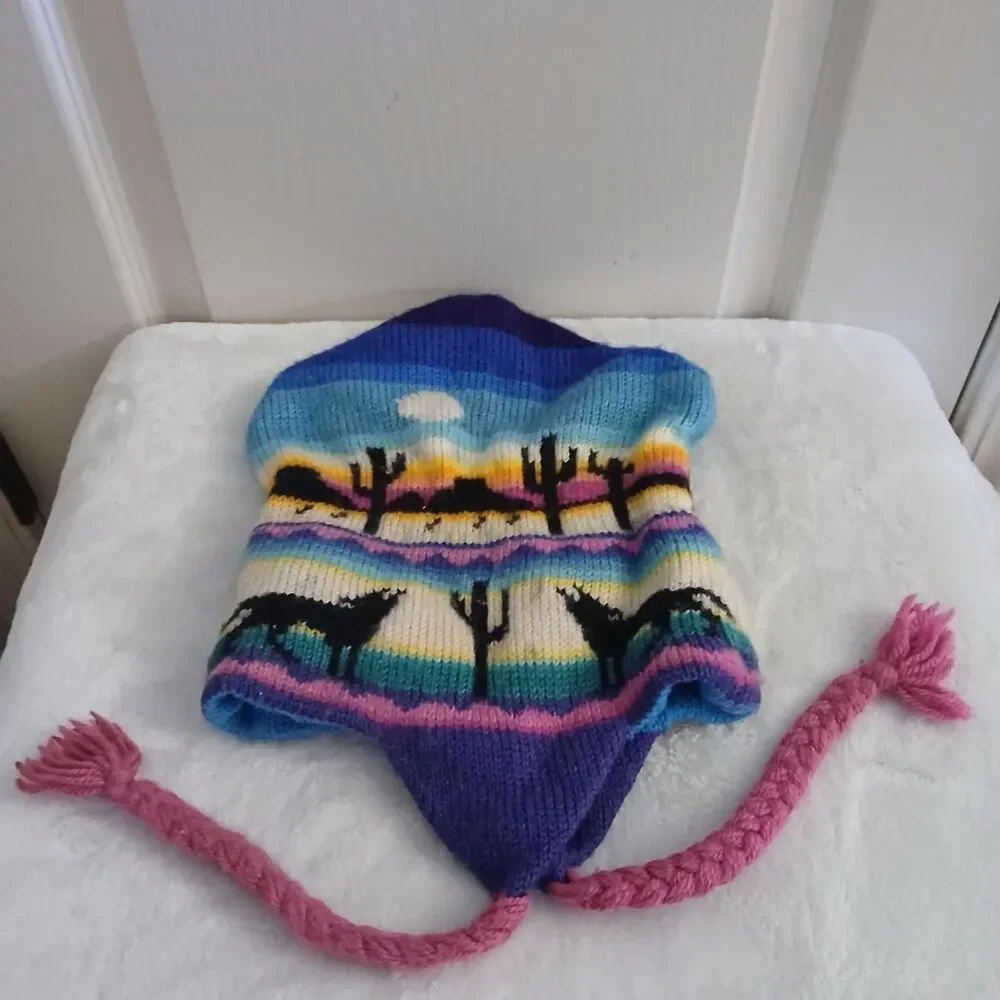 Vintage Flanders Designs Southwestern Knit Beanie Kids One Size Gorpcore Boho
